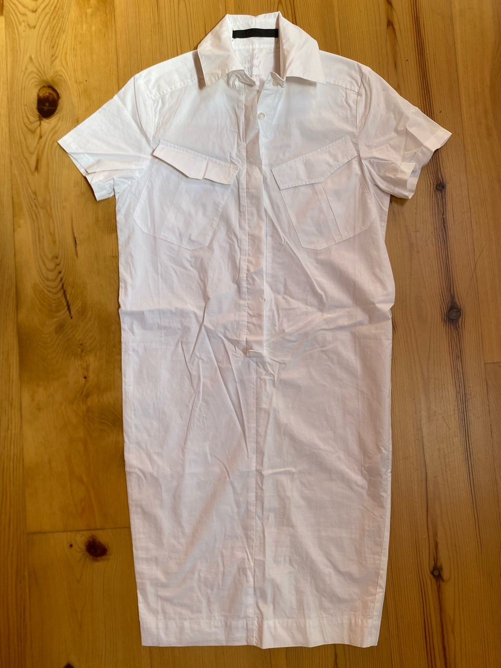 Karl Lagerfeld White 100% Cotton Dress Button-Front Officesiren Career Business
